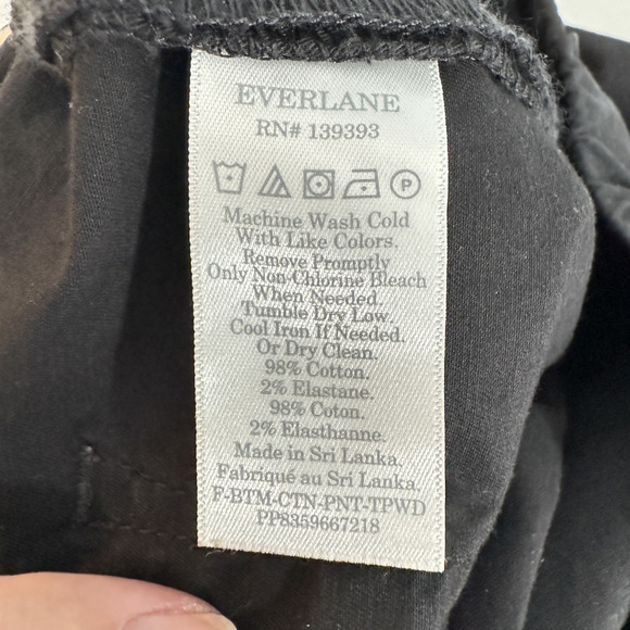 Everlane Cotton Poplin Pull On Wide Leg Pants Sz 8 Black Stretch Quiet Luxury - Picture 7 of 13